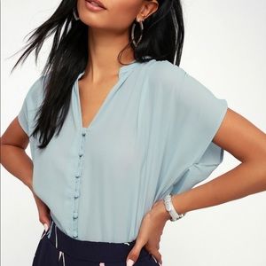 Lulus Carlton Light Blue Button Up Top